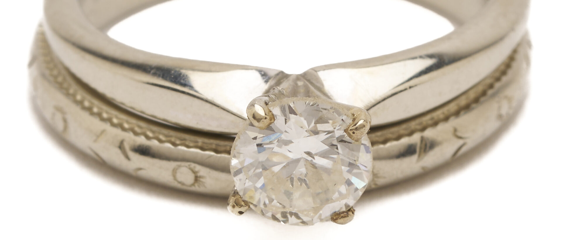 Lot 1248: 18K Gold & Diamond Engagement Ring and 18K Gold Band