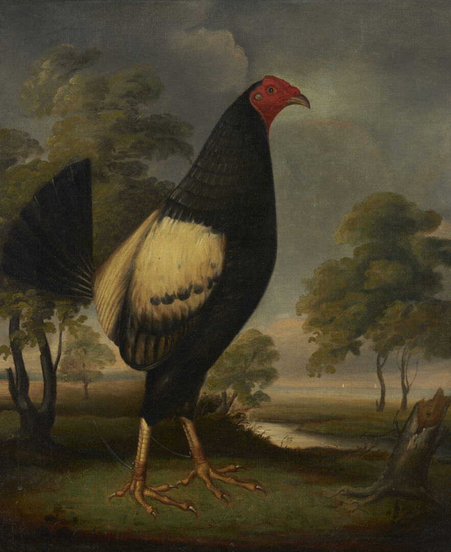 Lot 124: O/C Painting of Fighting Cock, Poss. Sartorius Family