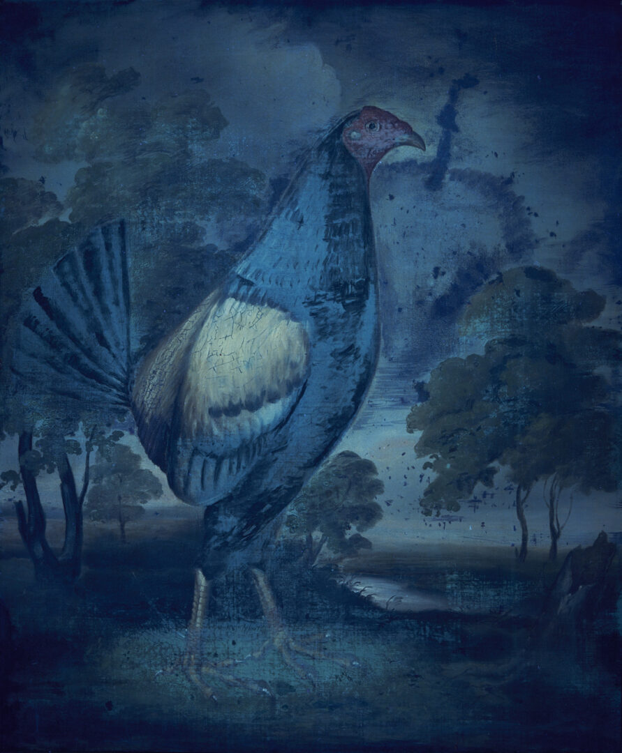 Lot 124: O/C Painting of Fighting Cock, Poss. Sartorius Family