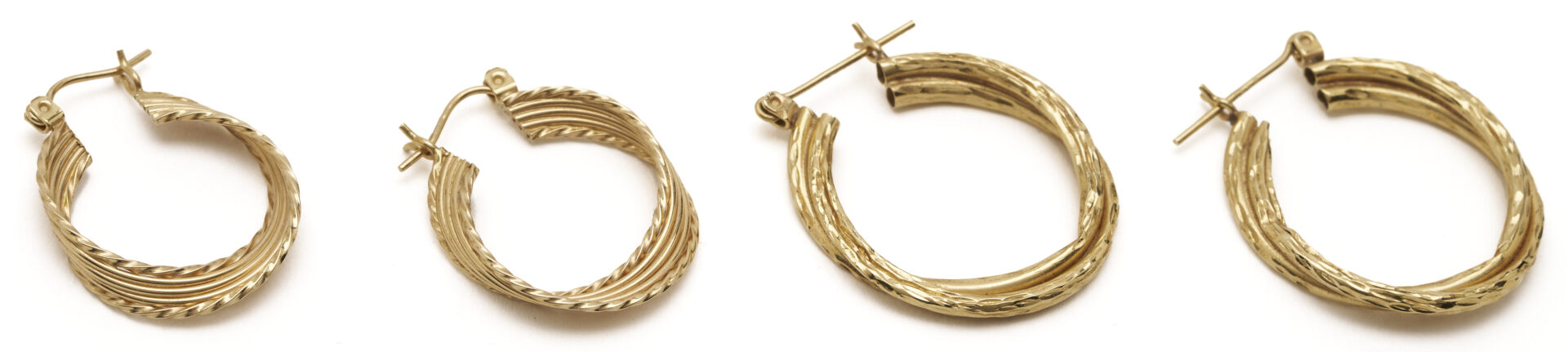 Lot 1253: 4 Pairs 14K Gold Earrings