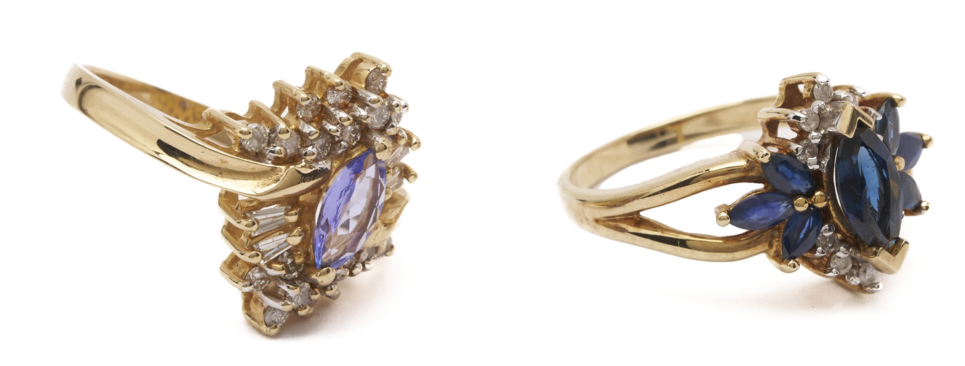 Lot 1261: 2 Gold, Gemstone, & Diamond Rings