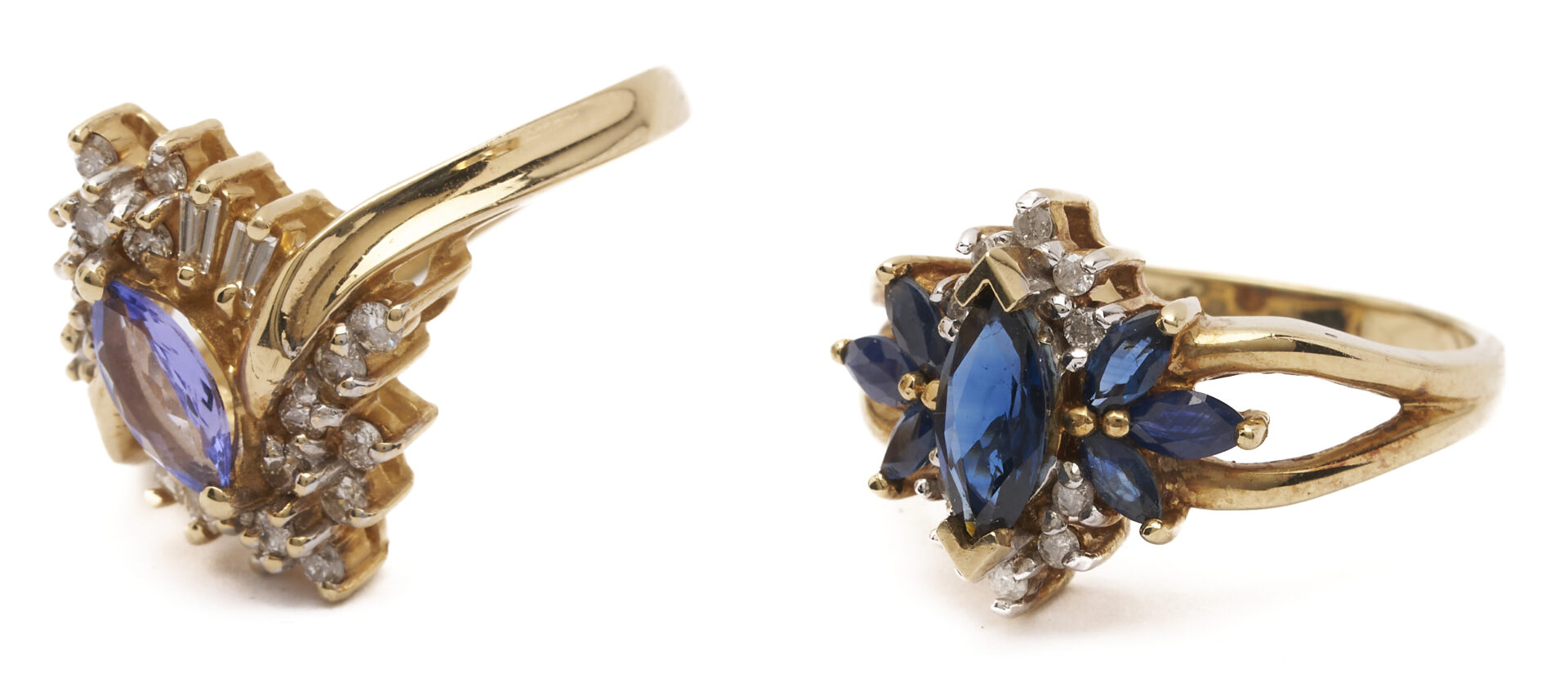 Lot 1261: 2 Gold, Gemstone, & Diamond Rings