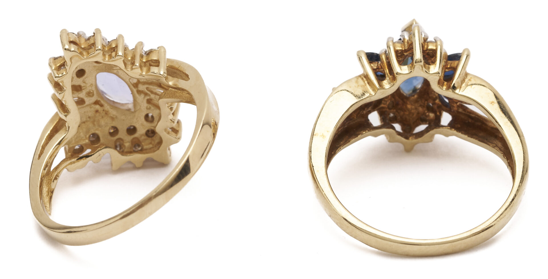 Lot 1261: 2 Gold, Gemstone, & Diamond Rings