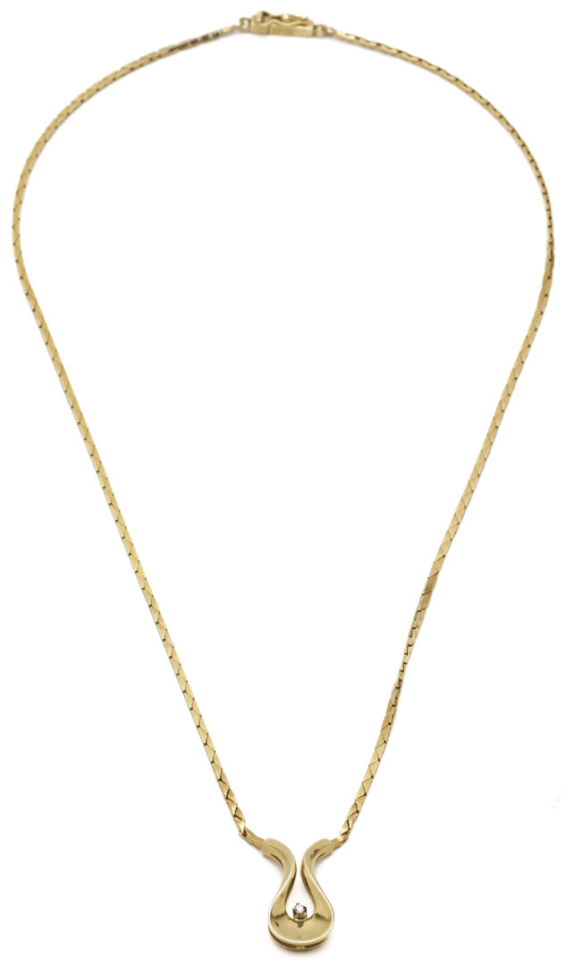 Lot 1262: 14K Italian Gold Designer Diamond Necklace