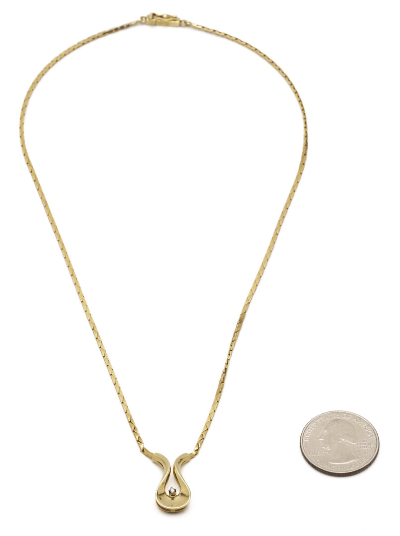 Lot 1262: 14K Italian Gold Designer Diamond Necklace