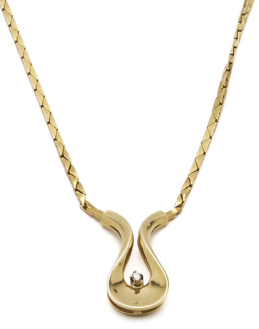 Lot 1262: 14K Italian Gold Designer Diamond Necklace