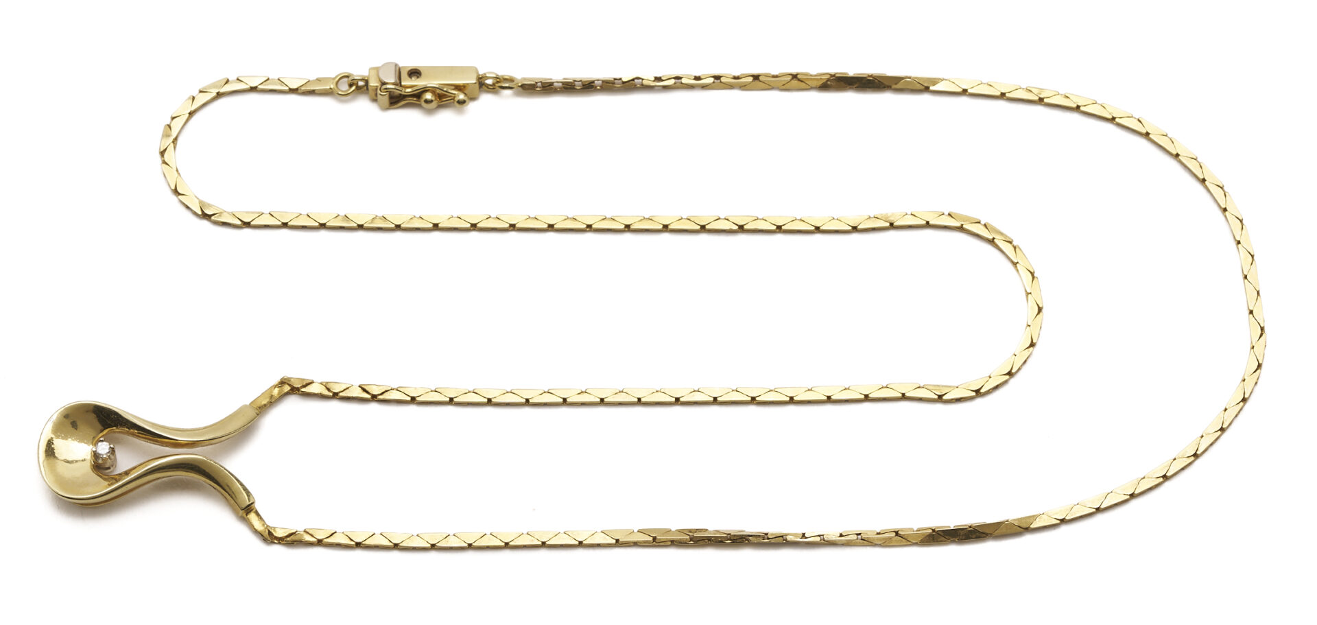 Lot 1262: 14K Italian Gold Designer Diamond Necklace