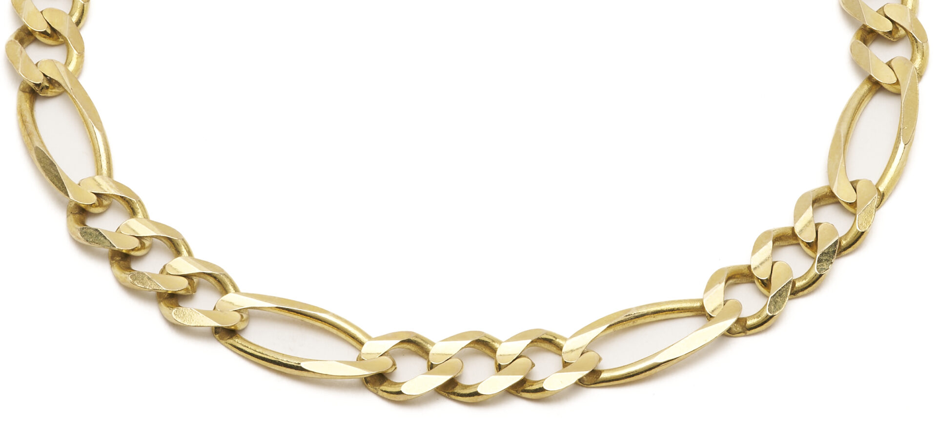 Lot 1263: 10K Italian Gold Figaro Chain Bracelet