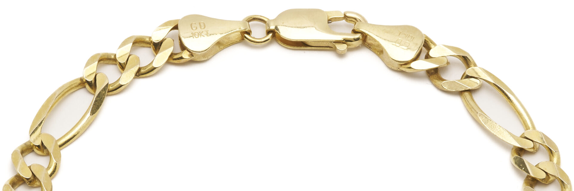 Lot 1263: 10K Italian Gold Figaro Chain Bracelet