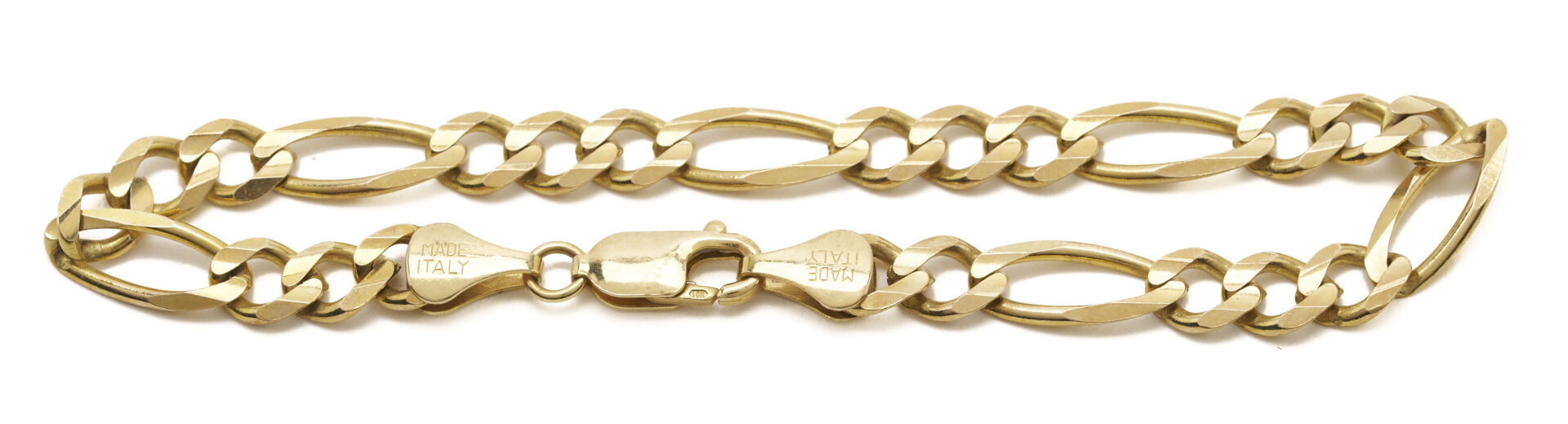 Lot 1263: 10K Italian Gold Figaro Chain Bracelet