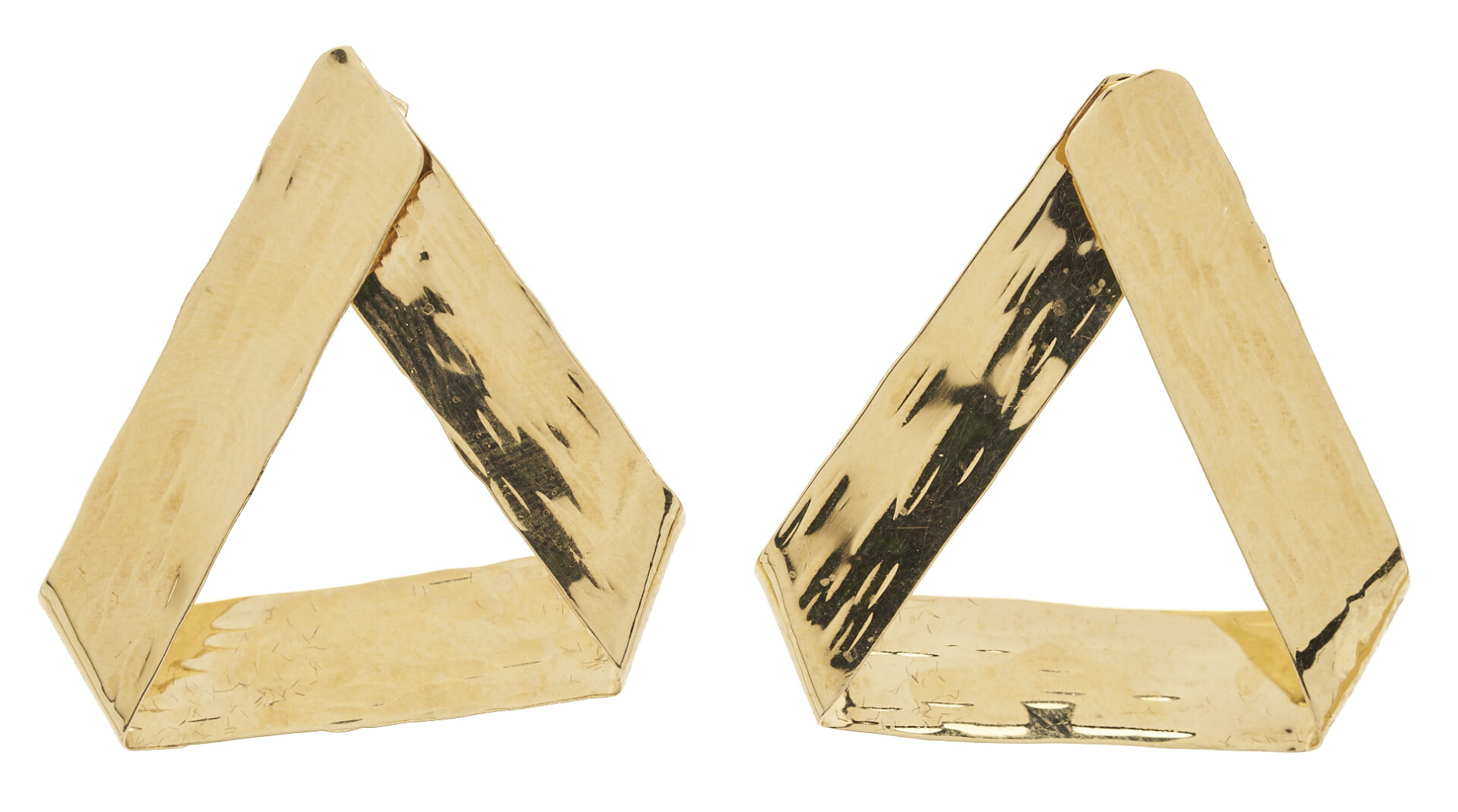 Lot 1264: 2 Pairs 14K Yellow Gold Geometric Earrings