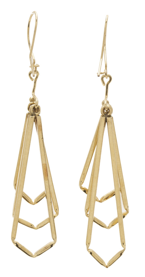 Lot 1264: 2 Pairs 14K Yellow Gold Geometric Earrings