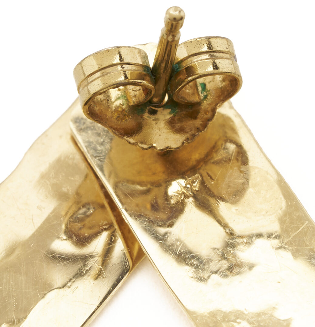 Lot 1264: 2 Pairs 14K Yellow Gold Geometric Earrings