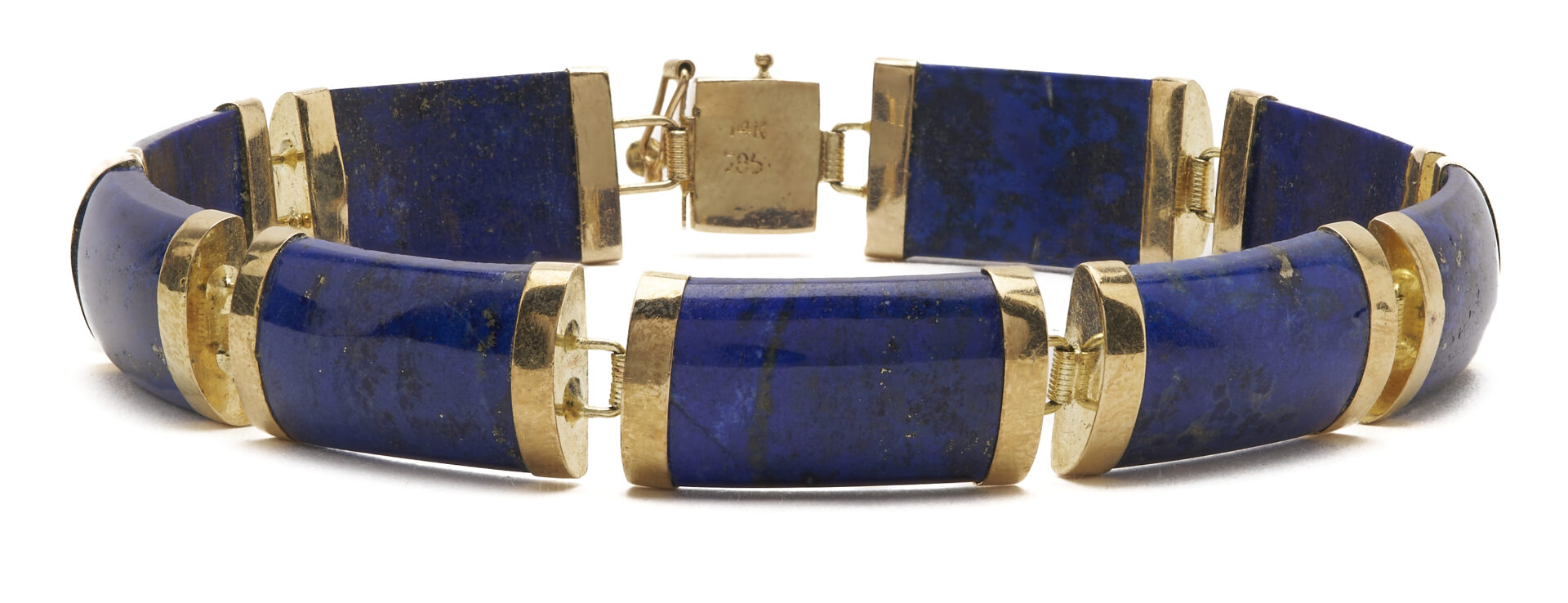 Lot 1265: 14K Gold & Lapis Bracelet