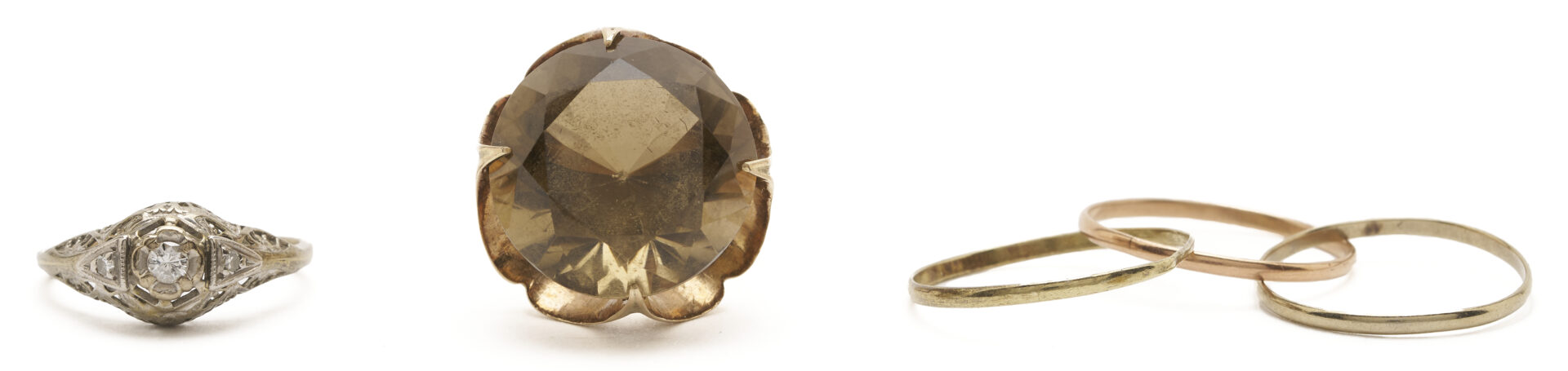 Lot 1267: 3 Ladies’ 14K Gold Rings