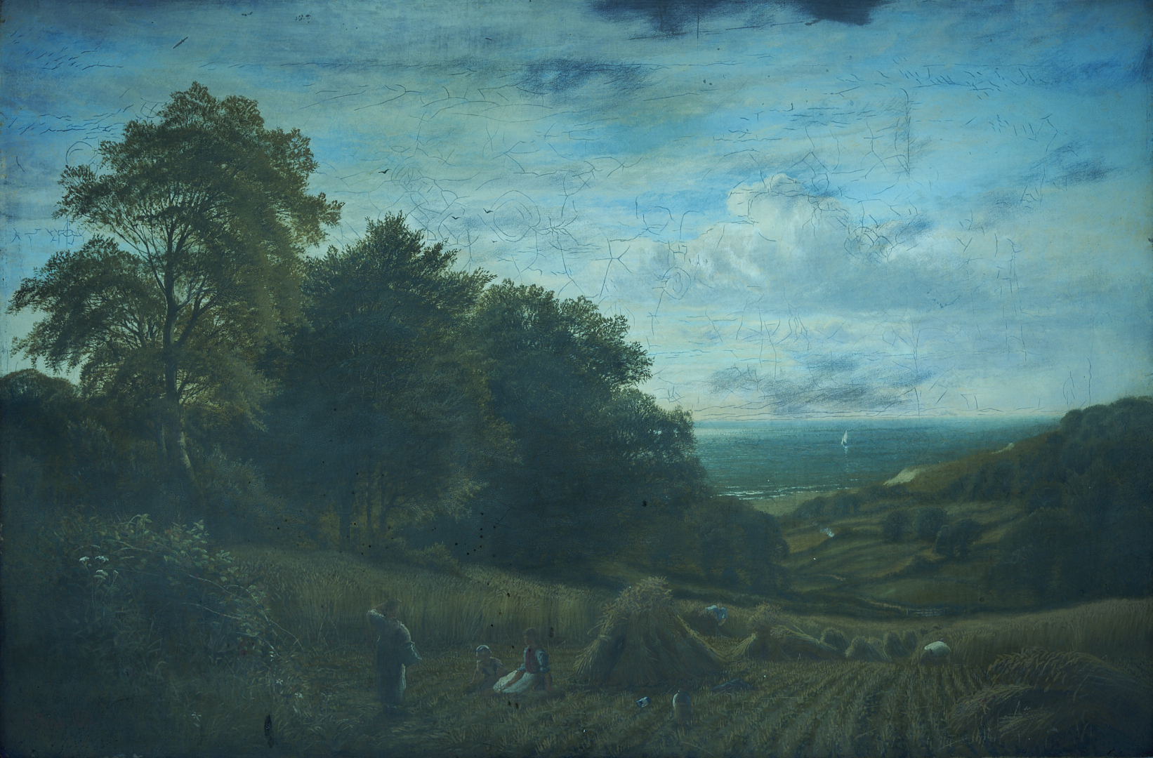 Lot 126: Alfred A Glendening, Sr. O/C Harvest Landscape Painting, Noonday Rest