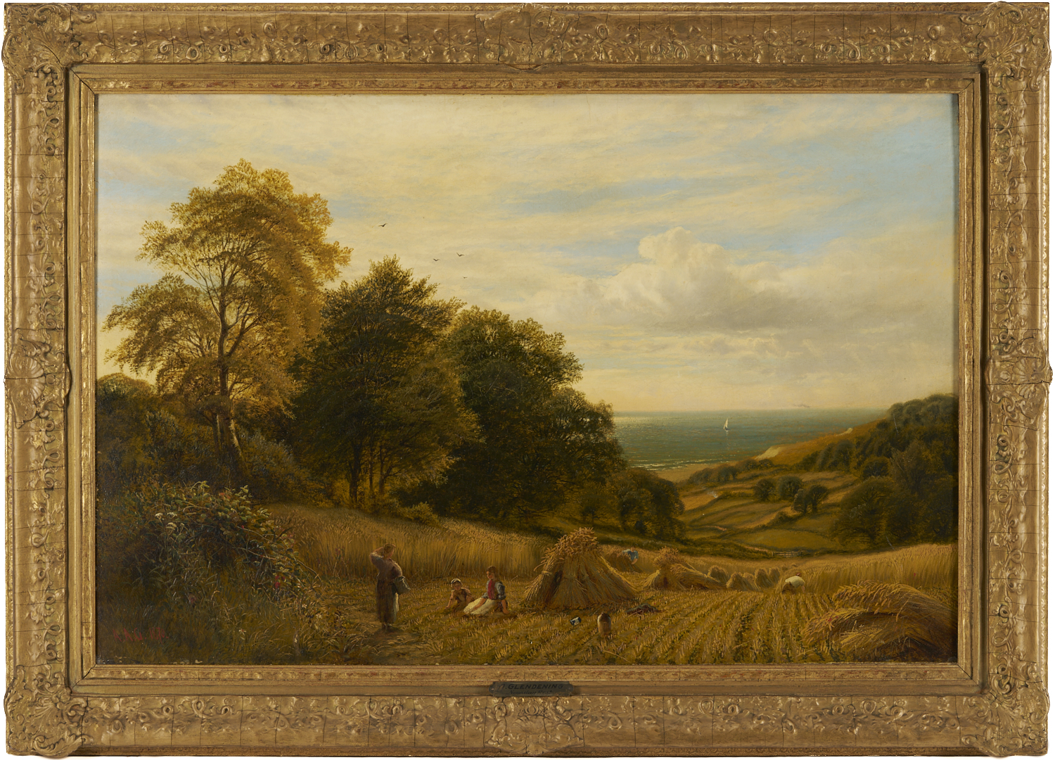 Lot 126: Alfred A Glendening, Sr. O/C Harvest Landscape Painting, Noonday Rest