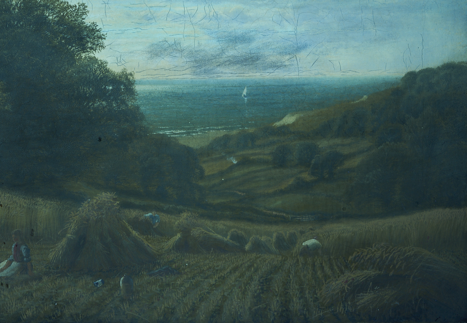 Lot 126: Alfred A Glendening, Sr. O/C Harvest Landscape Painting, Noonday Rest