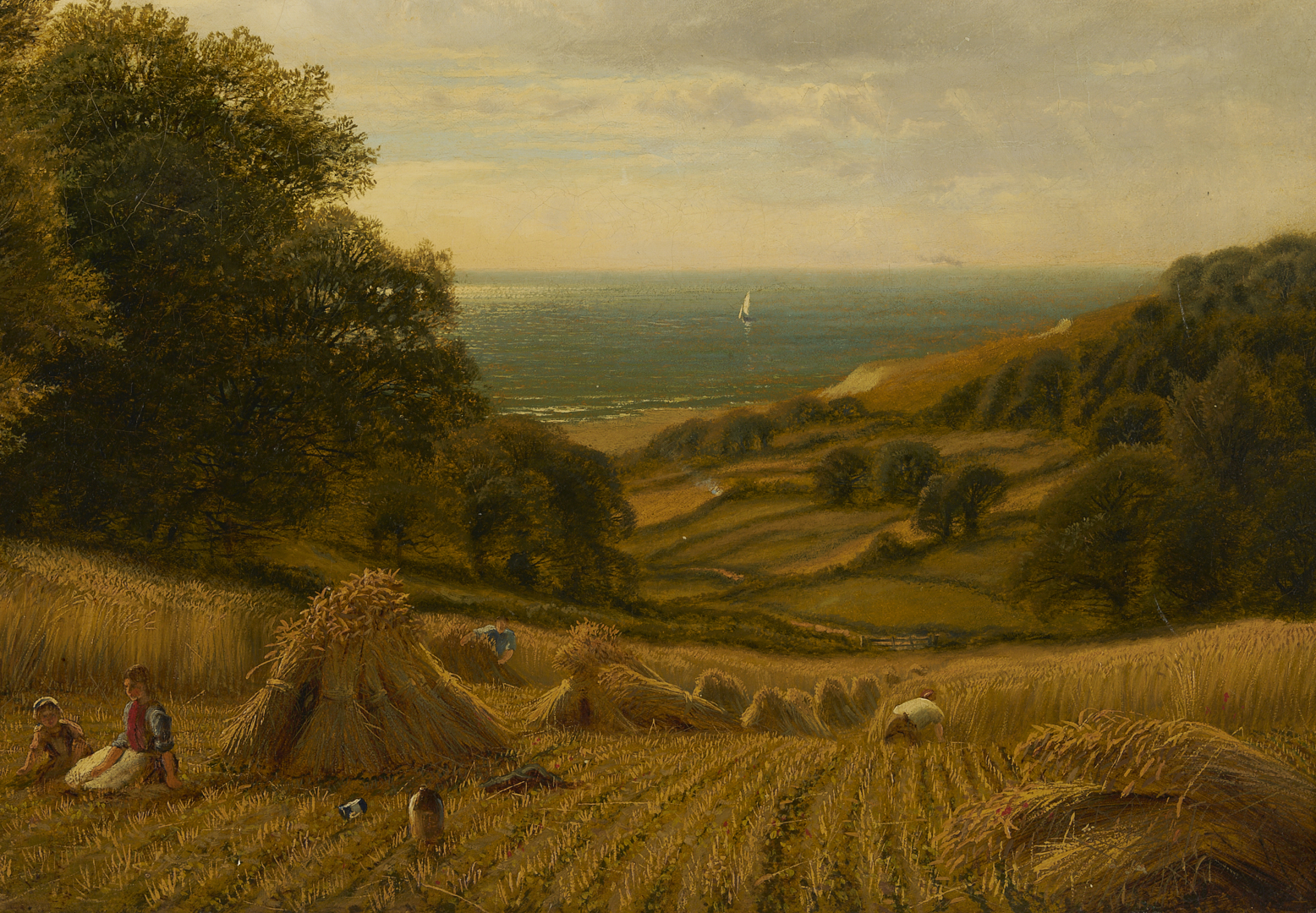 Lot 126: Alfred A Glendening, Sr. O/C Harvest Landscape Painting, Noonday Rest