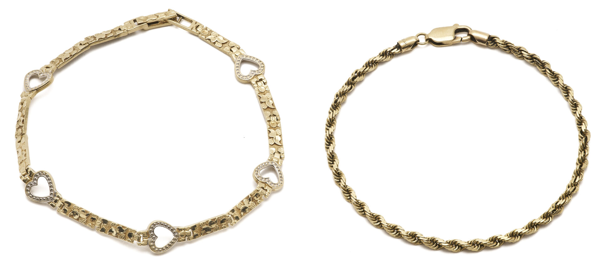 Lot 1270: 2 Ladies’ 10K Gold Bracelets