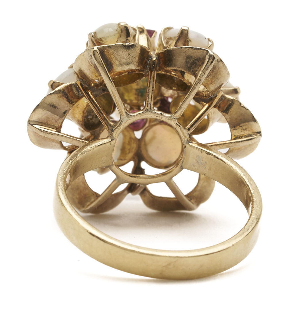 Lot 1271: 18K Gold, Opal & Ruby Ring