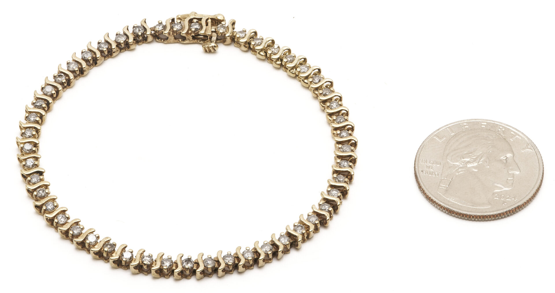 Lot 1275: 10K Gold Diamond Tennis Bracelet