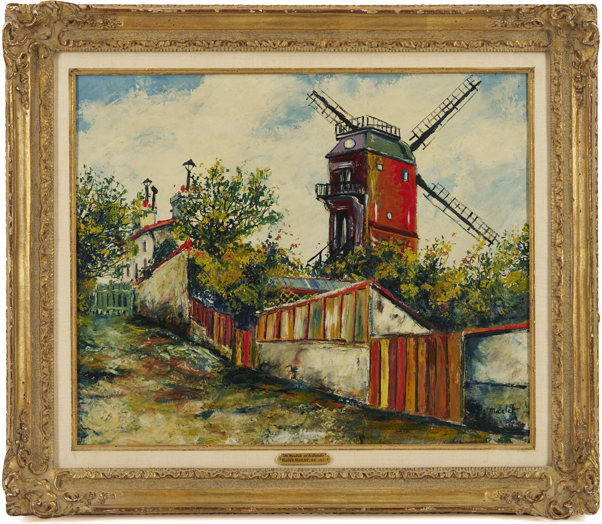 Lot 127: Elisee Maclet O/B Painting, Le Moulin de la Galette, Montmartre