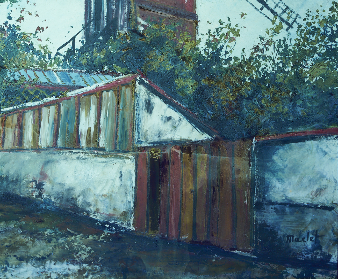 Lot 127: Elisee Maclet O/B Painting, Le Moulin de la Galette, Montmartre
