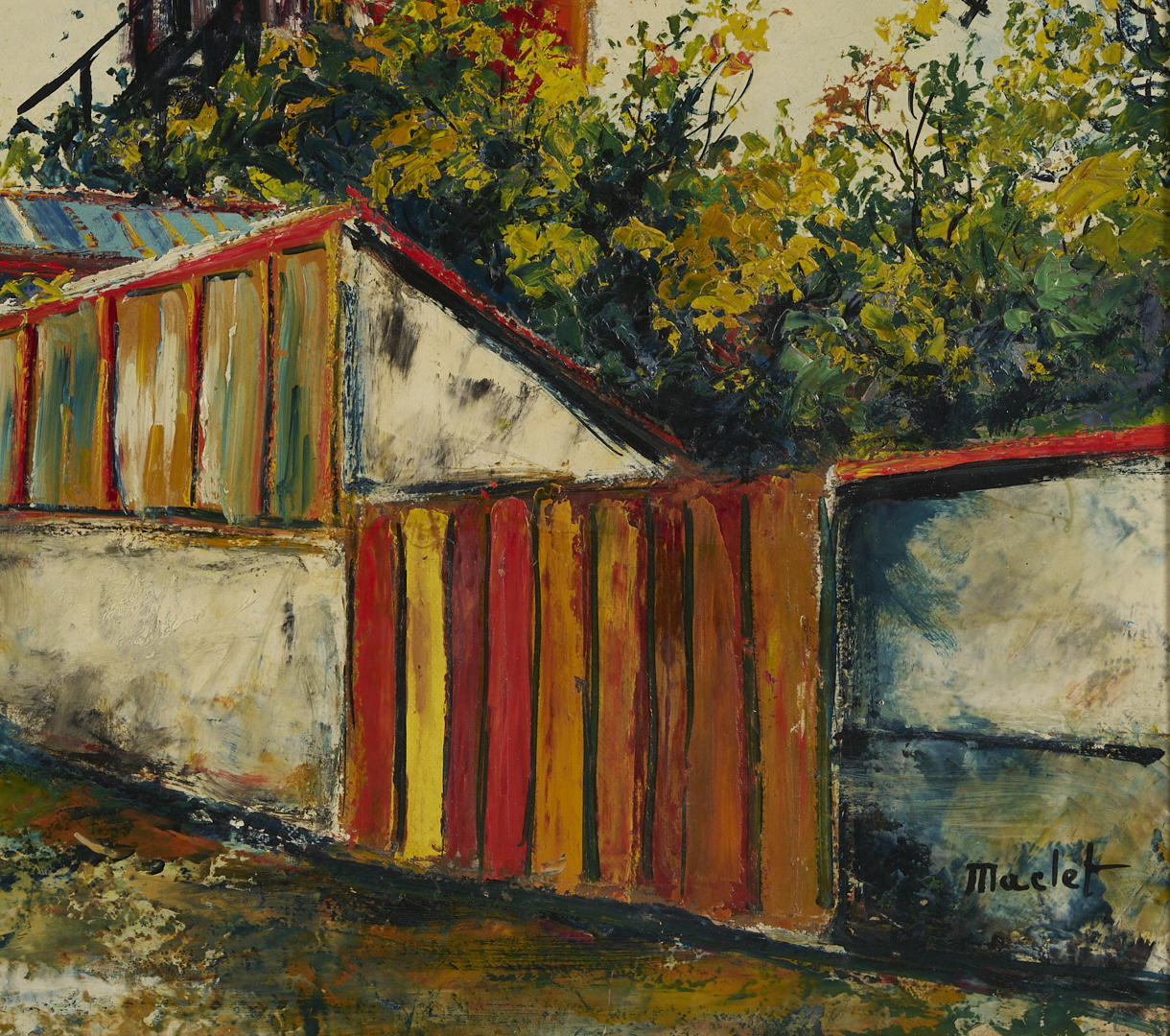 Lot 127: Elisee Maclet O/B Painting, Le Moulin de la Galette, Montmartre