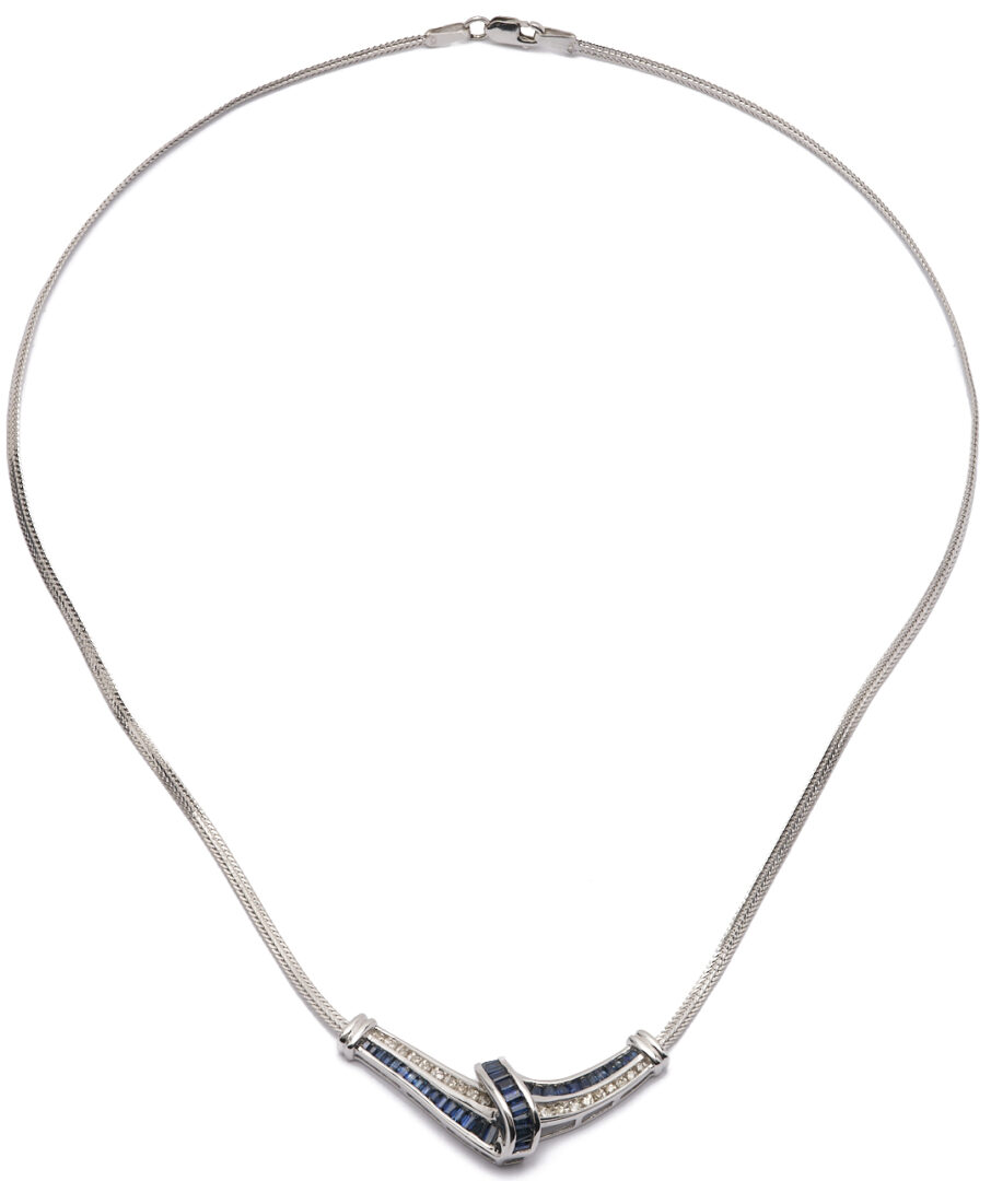 Lot 1284: 10K Gold, Diamond, & Sapphire Necklace