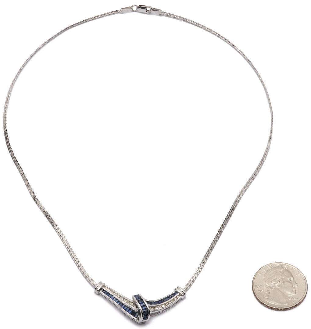 Lot 1284: 10K Gold, Diamond, & Sapphire Necklace