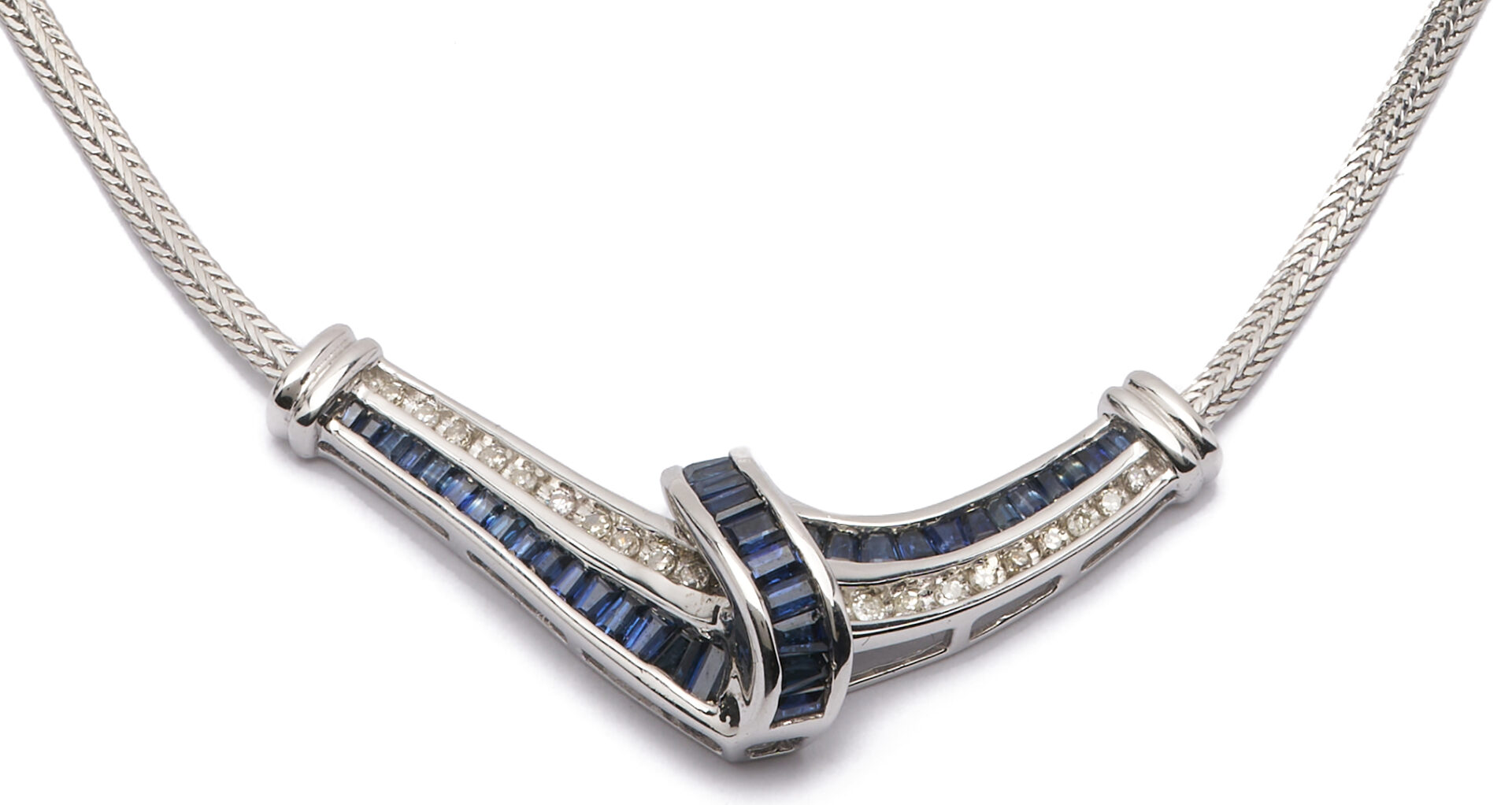 Lot 1284: 10K Gold, Diamond, & Sapphire Necklace