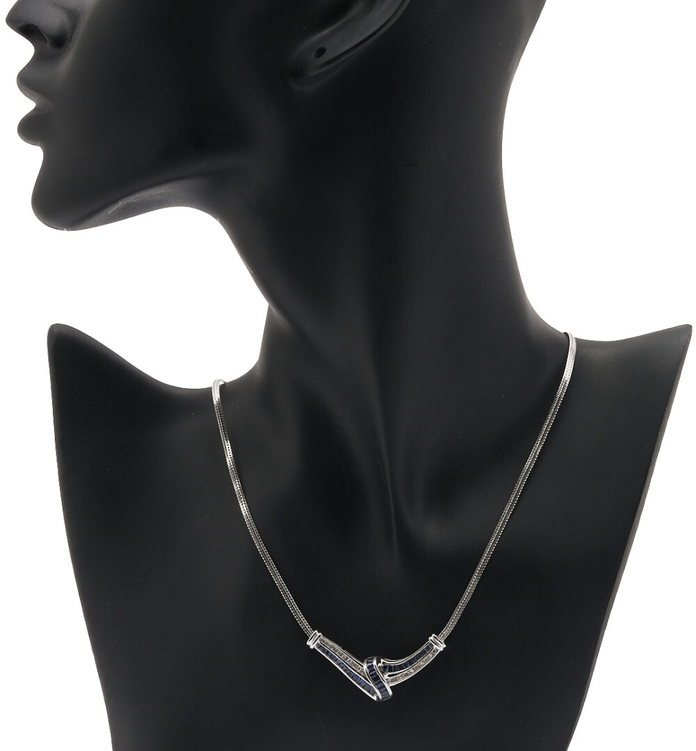 Lot 1284: 10K Gold, Diamond, & Sapphire Necklace