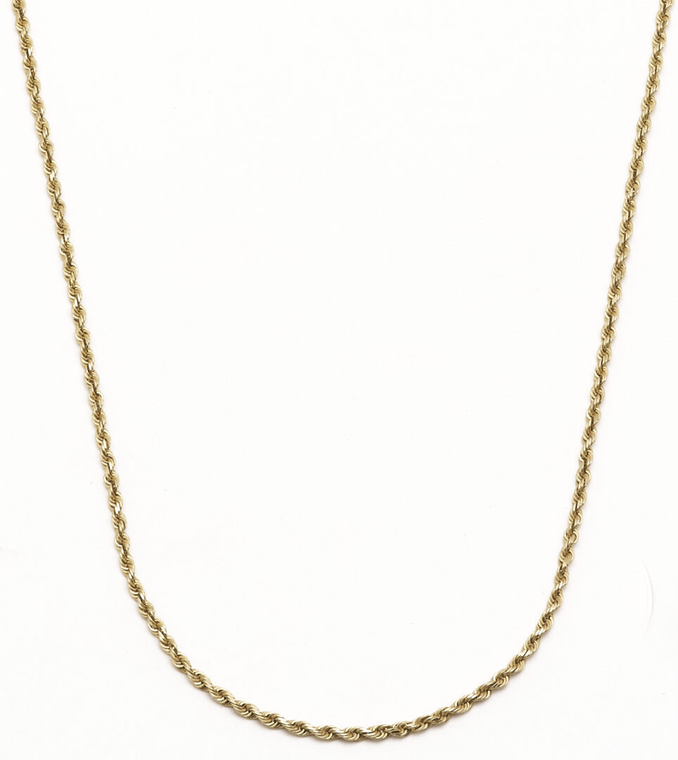 Lot 1289: 14K Italian Gold Necklace and 10K Gold Rope Chain Necklace