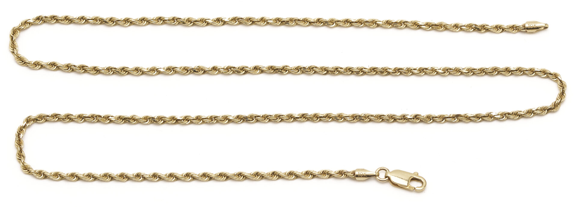 Lot 1289: 14K Italian Gold Necklace and 10K Gold Rope Chain Necklace