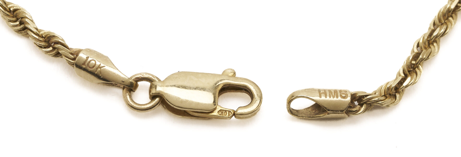 Lot 1289: 14K Italian Gold Necklace and 10K Gold Rope Chain Necklace