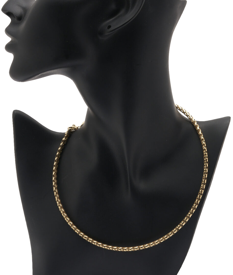 Lot 1289: 14K Italian Gold Necklace and 10K Gold Rope Chain Necklace