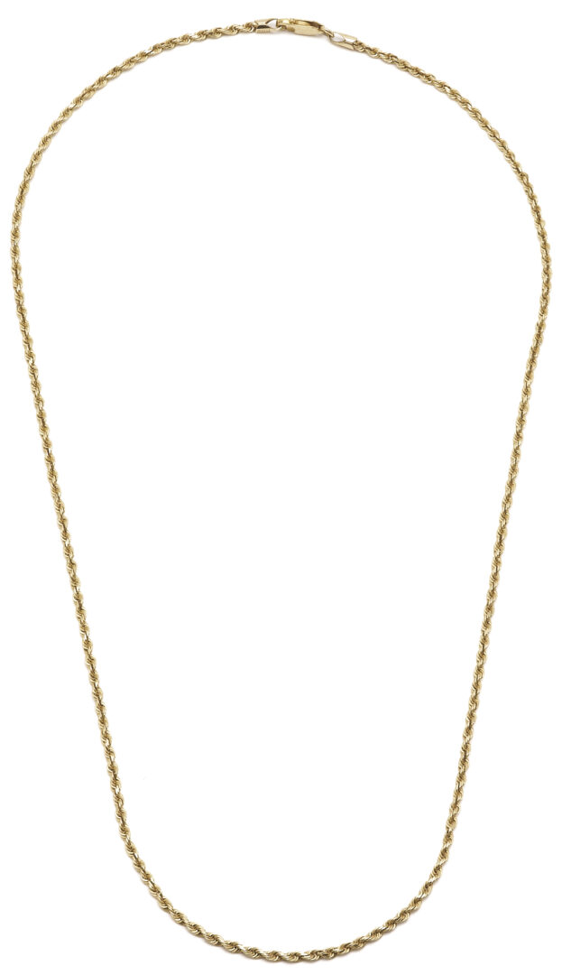Lot 1289: 14K Italian Gold Necklace and 10K Gold Rope Chain Necklace