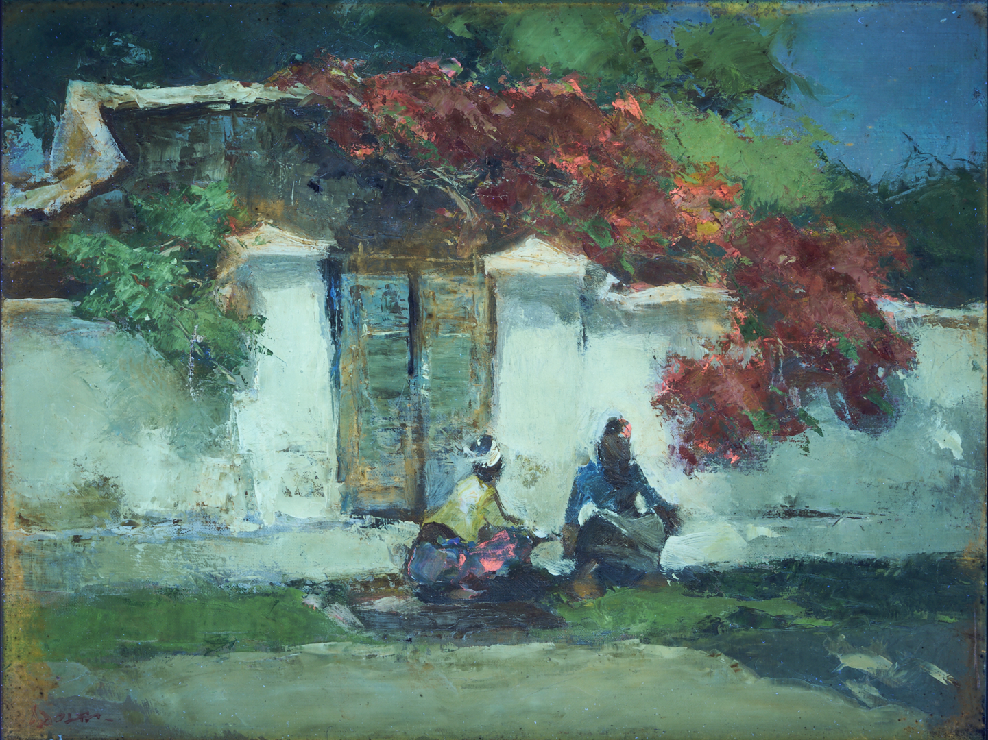 Lot 128: Gerard Pieter Adolfs O/C Indonesian Street Scene Painting