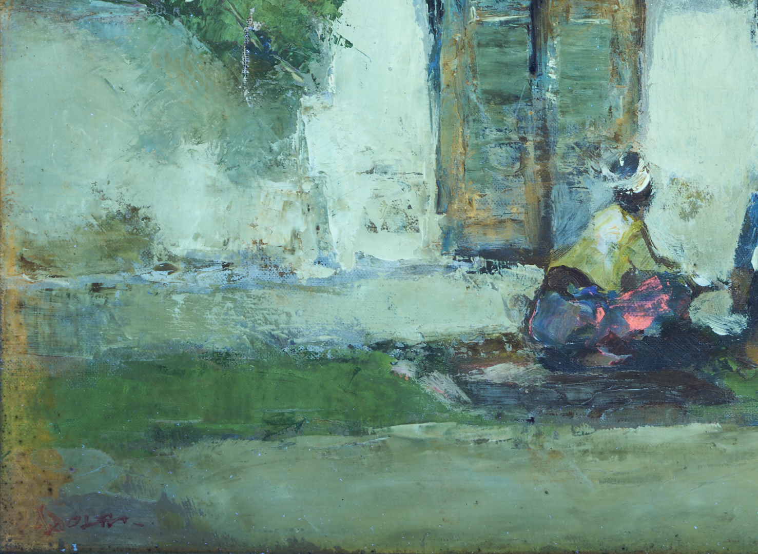 Lot 128: Gerard Pieter Adolfs O/C Indonesian Street Scene Painting