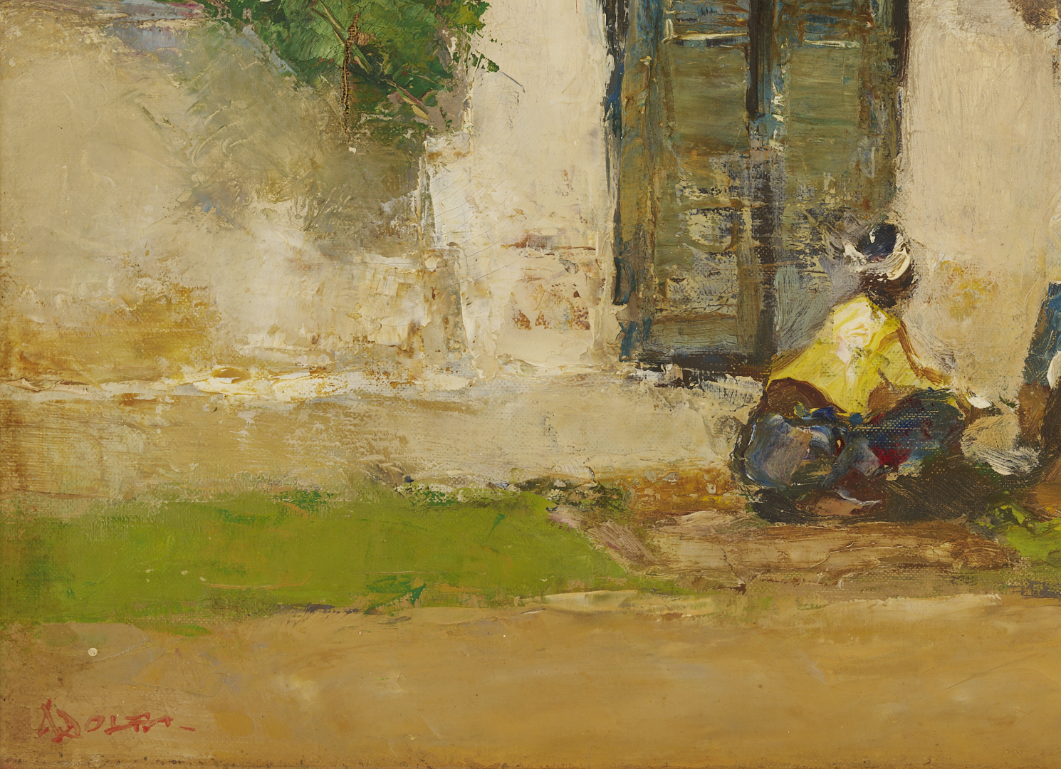 Lot 128: Gerard Pieter Adolfs O/C Indonesian Street Scene Painting