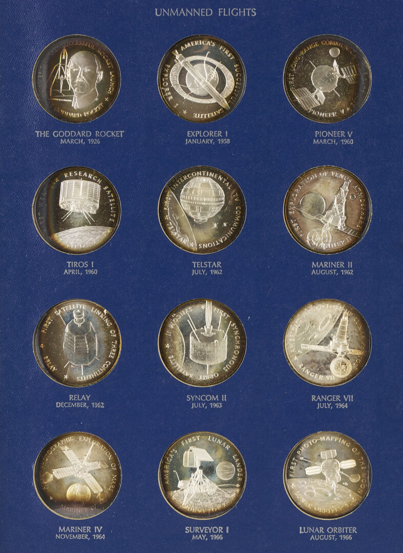 Lot 1292: Franklin Mint America in Space Sterling Silver Proof Set, 1st Ed. (1970), 20 oz.