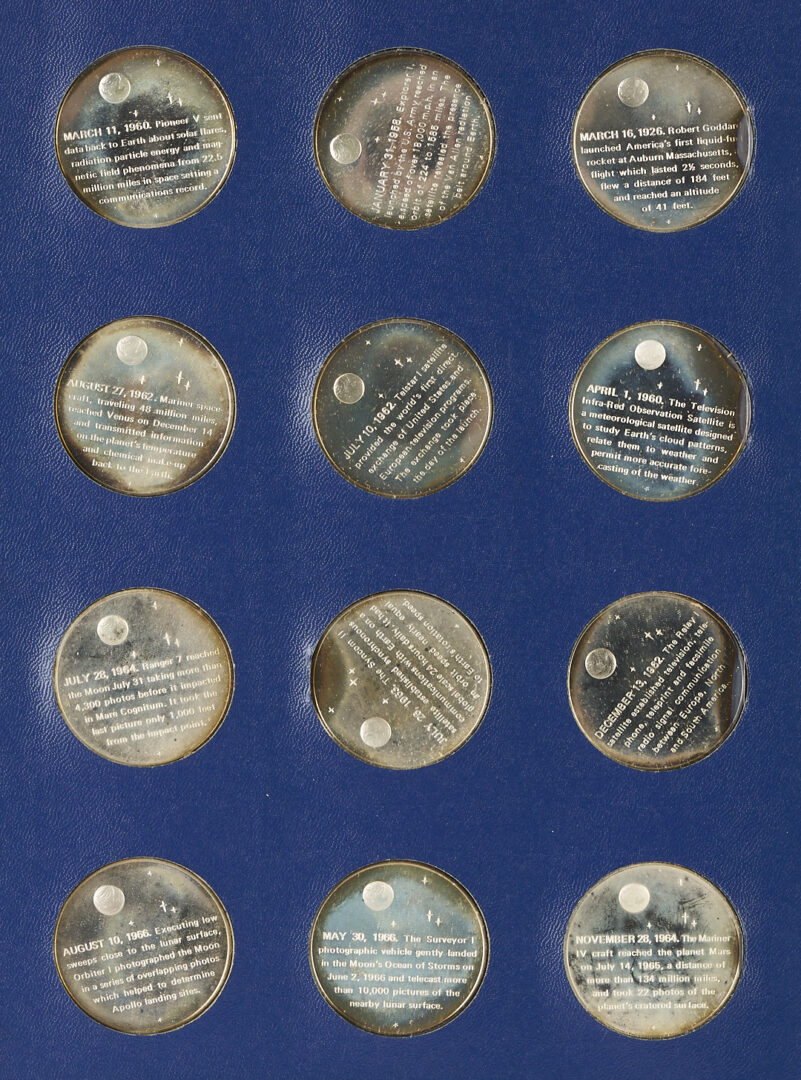 Lot 1292: Franklin Mint America in Space Sterling Silver Proof Set, 1st Ed. (1970), 20 oz.