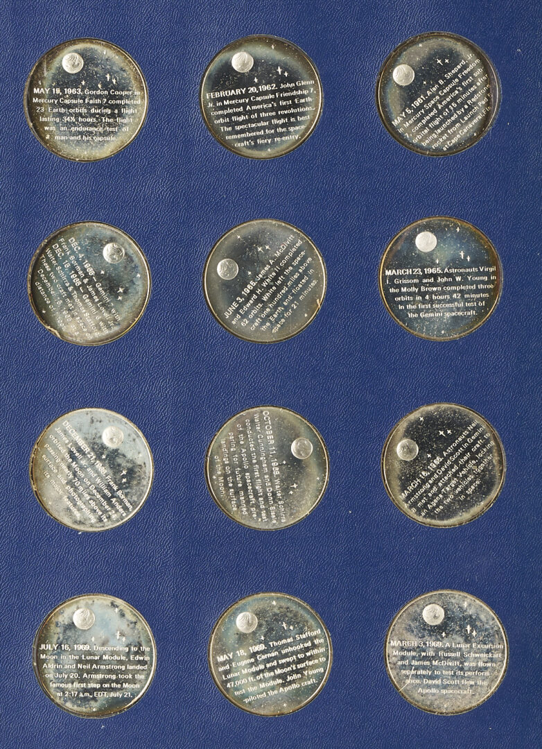 Lot 1292: Franklin Mint America in Space Sterling Silver Proof Set, 1st Ed. (1970), 20 oz.