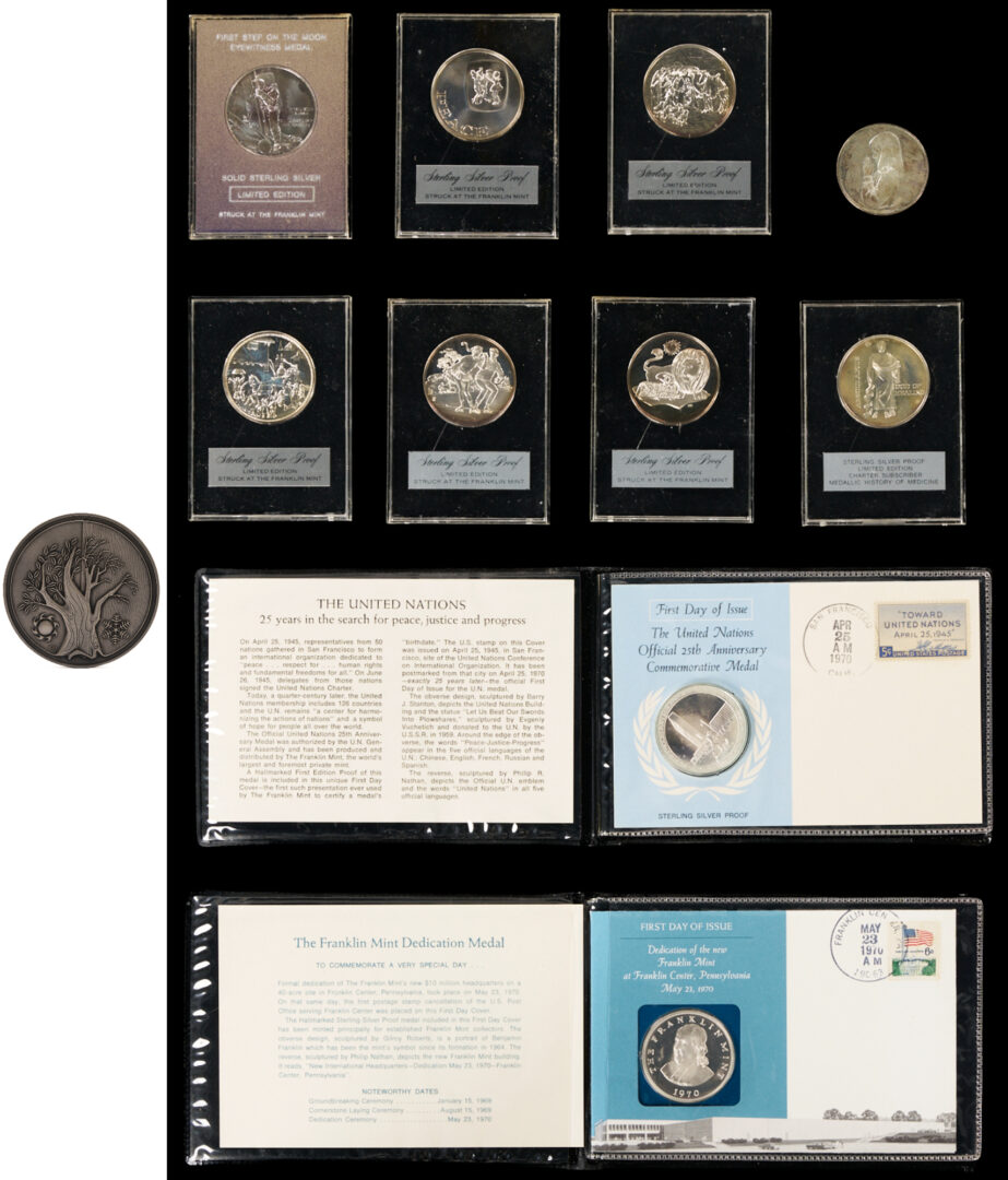 Lot 1293: 1973 Franklin Mint Calendar Silver Medallion, Original Box