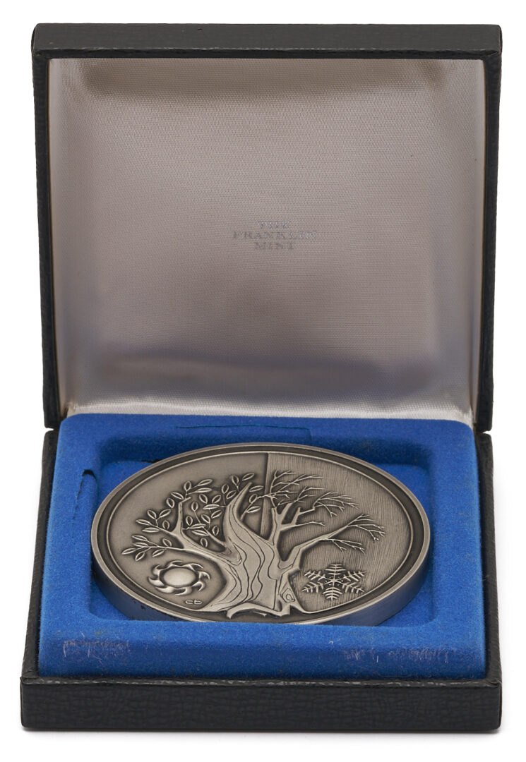 Lot 1293: 1973 Franklin Mint Calendar Silver Medallion, Original Box