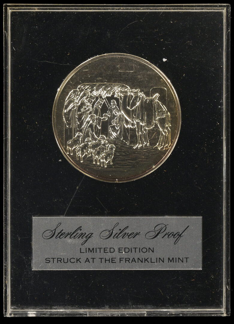 Lot 1293: 1973 Franklin Mint Calendar Silver Medallion, Original Box
