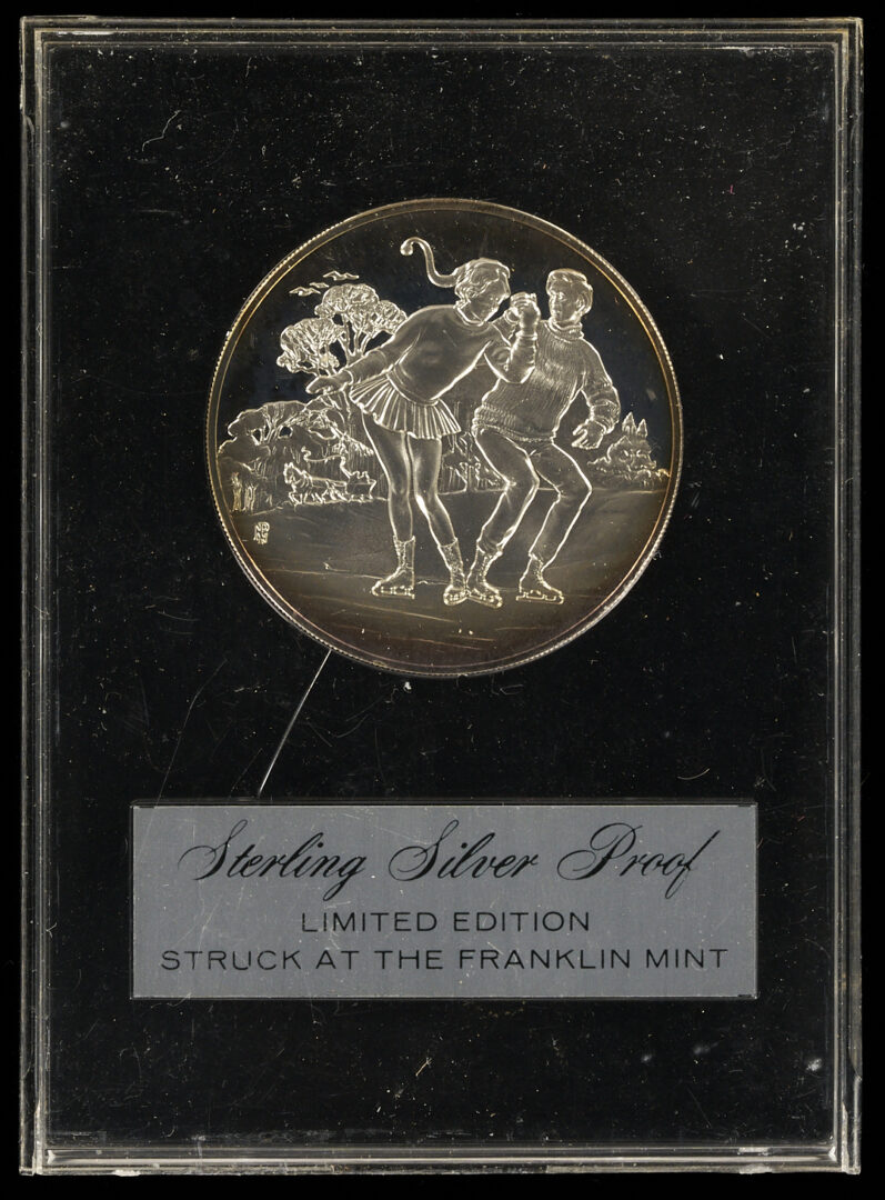 Lot 1293: 1973 Franklin Mint Calendar Silver Medallion, Original Box