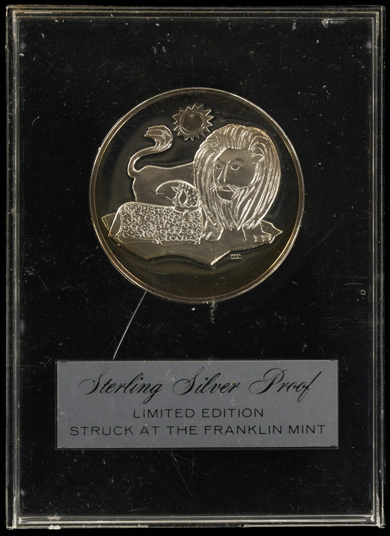 Lot 1293: 1973 Franklin Mint Calendar Silver Medallion, Original Box