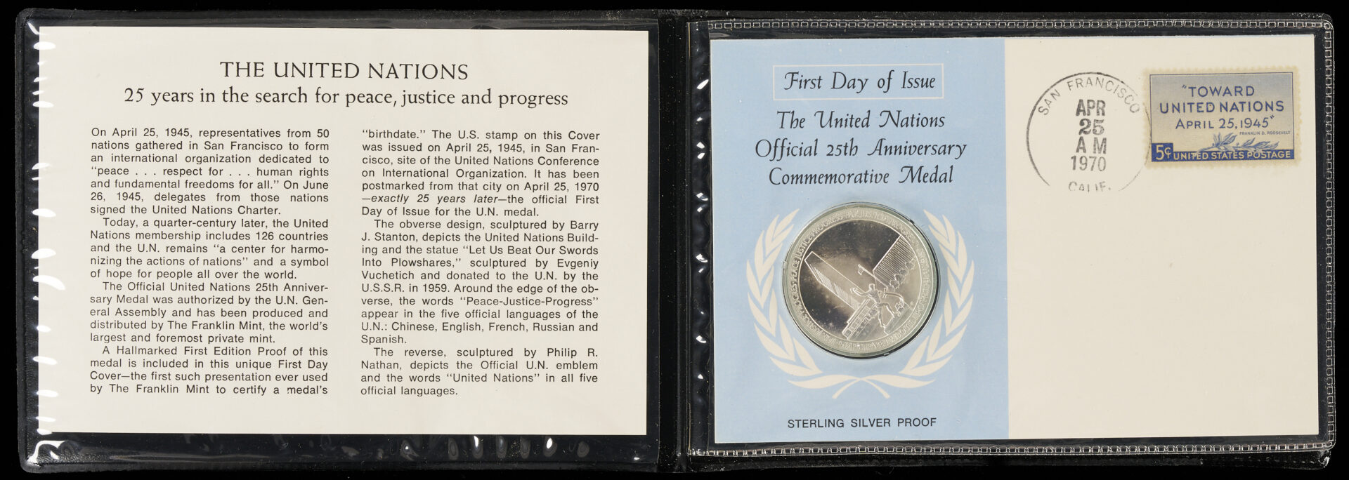 Lot 1293: 1973 Franklin Mint Calendar Silver Medallion, Original Box